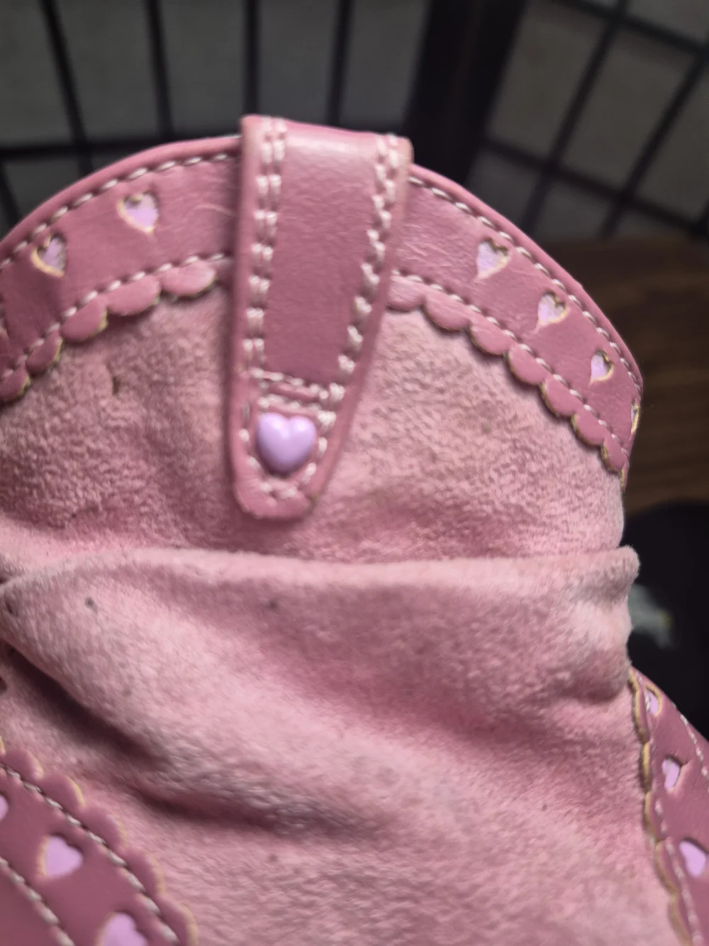 Girls' Pink Heart Trim Cowboy Boots SIZE 4